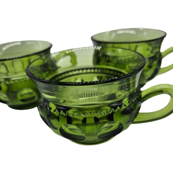 Vintage Indiana Glass King's Crown Thumbprint Cups Set of 3 - Picture 3 of 9
